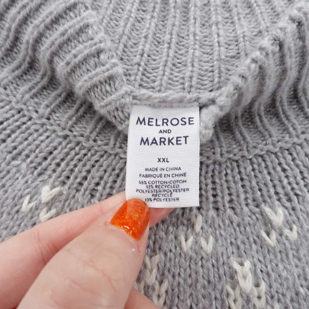 Melrose and Market Womens XXL Grey Fair Isle Crew Neck Knit Sweater NEW - Picture 5 of 12
